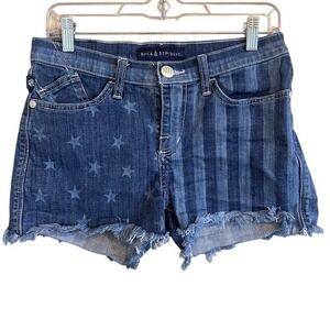 Rock & Republic Lolita Freedom Rock Stars Stripes Frayed Denim Jean Shorts 6 USA